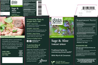 Sage & Aloe Throat Spray label