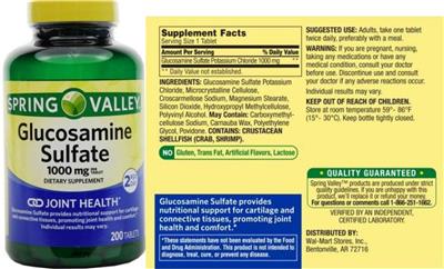Glucosamine Sulfate 1000 mg label