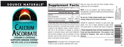 Calcium Ascorbate label