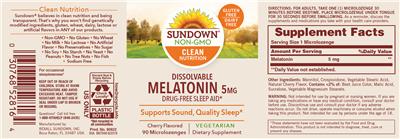 Dissolvable Melatonin 5 mg Cherry Flavored label