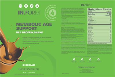 Metabolic Age Support Pea Protein Shake Chocolate label