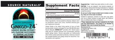 Ginkgo-24 60 mg label