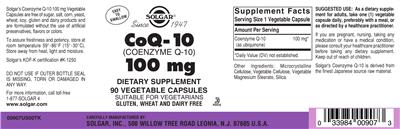 CoQ-10 100 mg label