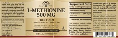 L-Methionine 500 mg label