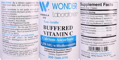 Buffered Vitamin C 1,250 mg w/Bioflavonoids label