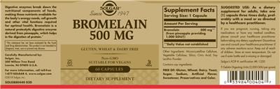 Bromelain 500 mg label