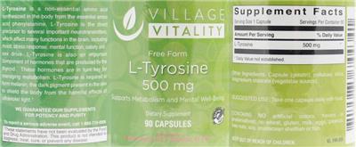 L-Tryosine 500 mg label