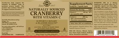 Naturally Sourced Cranberry with Vitamin C label