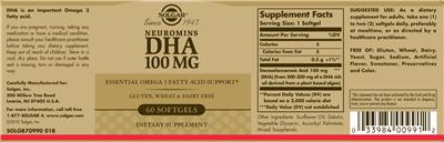 Neuromins DHA 100 mg label