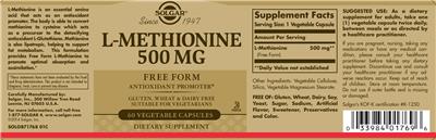 L-Methionine 500 mg label