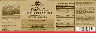 Ester-C Plus 1000 mg Vitamin C label