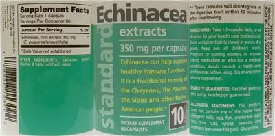 Echinacea Extracts 350 mg label