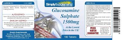 Glucosamine Sulphate 1500 mg label