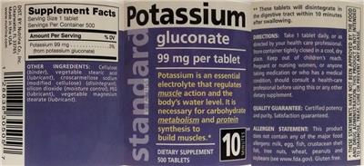 Potassium Gluconate 99 mg label