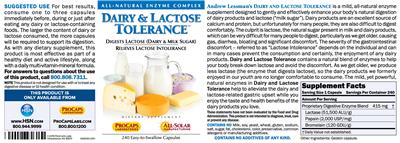 Dairy & Lactose Tolerance label
