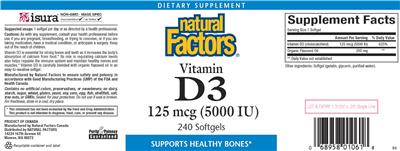 Vitamin D3 125 mcg (5000 IU) label