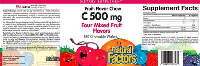 C 500 mg Four Mixed Fruit Flavors label