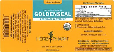 Goldenseal Alcohol-Free label