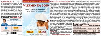 Vitamin D3 3000 label