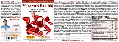 Vitamin B12 100 label
