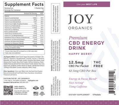 Premium CBD Energy Drink Happy Berry label