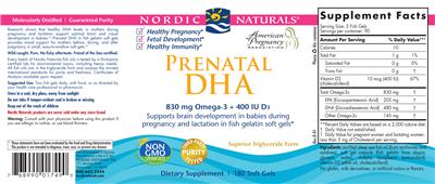 Prenatal DHA label