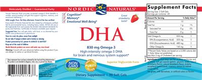 DHA Strawberry Flavor label