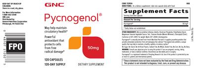 Pycnogenol 50 mg label