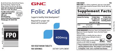 Folic Acid 400 mcg label