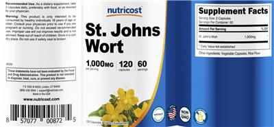 St. Johns Wort 1,000 mg label