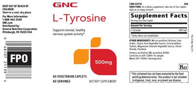 L-Tyrosine 500 mg label