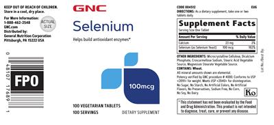 Selenium 100 mcg label