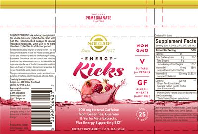 Energy Kicks Natural Pomegranate Flavor label