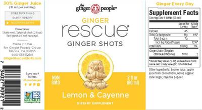 Ginger Rescue Ginger Shots Lemon & Cayenne label