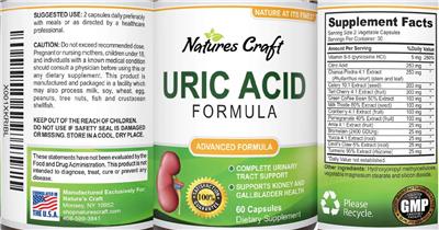 Uric Acid Formula label