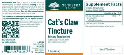 Cat's Claw Tincture label