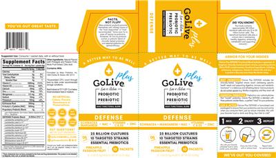GoLive Plus Probiotic + Prebiotic Defense Pineapple Passion Fruit label