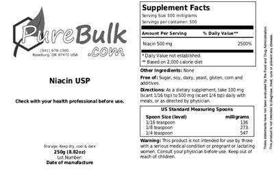 Niacin USP label