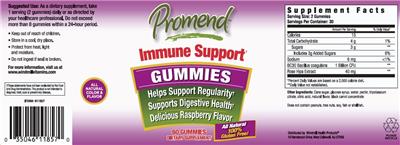 Immune Support Gummies Delicious Raspberry Flavor label