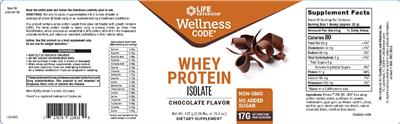 Whey Protein Isolate Chocolate Flavor label