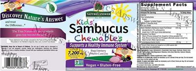 Kids' Sambucus Chewables label