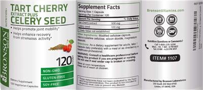 Tart Cherry Extract plus Celery Seed label