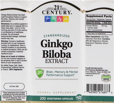 Gingko Biloba Extract label