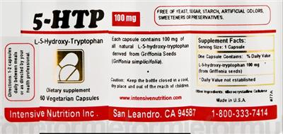 5-HTP 100 mg label