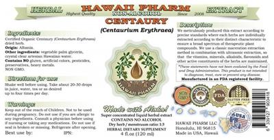 Centaury Non-Alcohol label