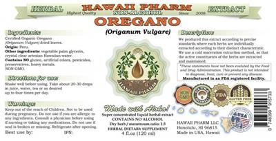 Oregano Non-Alcohol label