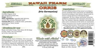 Orris Non-Alcohol label