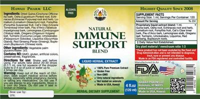 Natural Immune Support Blend Alcohol Free label