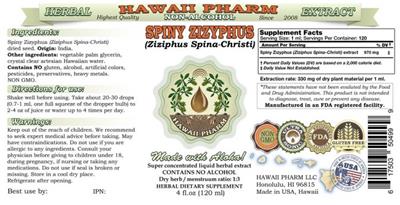 Spiny Zizyphus Non-Alcohol label