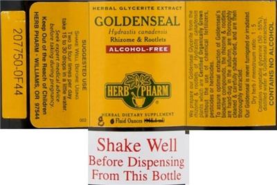 Goldenseal Alcohol-Free label